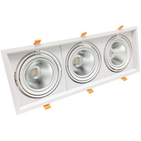 Kit Support Triple AR111 Encastrable Orientable avec 3 Ampoules LED 20W - Blanc Chaud 2300K - 3500K - SILAMP
