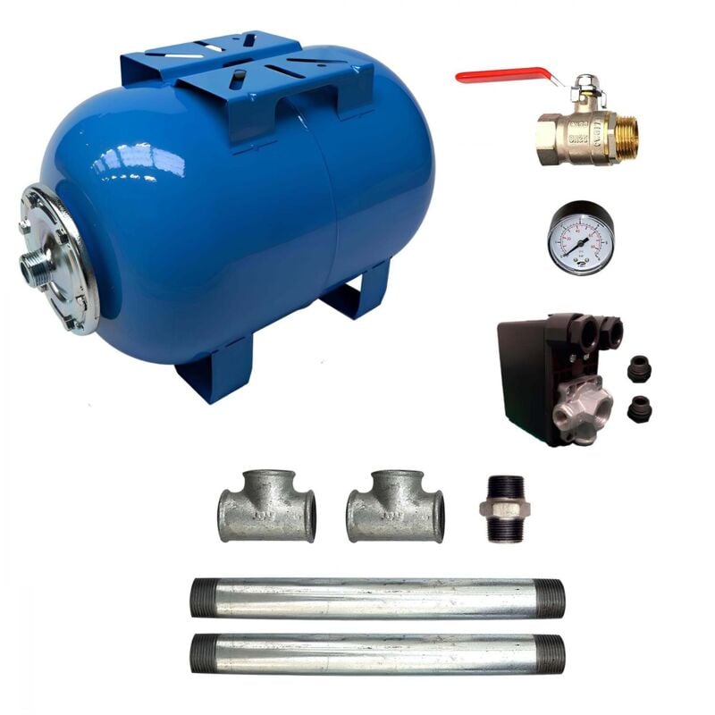 Aquasystem - Kit Surpresseur Eau Horizontal 200l - 1'1/4 Avec Pressostat Et Manomètre