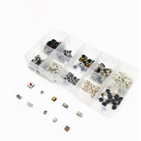 Kit surtido de 100 pulsadores táctiles momentáneos micro de 10 valores, surtido de botones táctiles, para llave remota de coche