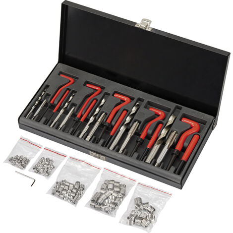Kit surtido reparacion roscas acero inox m5-m12 caja 130 piezas Fervi E010E