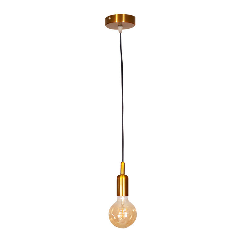 Kit de Suspension pavillon métal bronze, câble tissu bleu marine long. 3m, douille E27 finition bronze - Tibelec