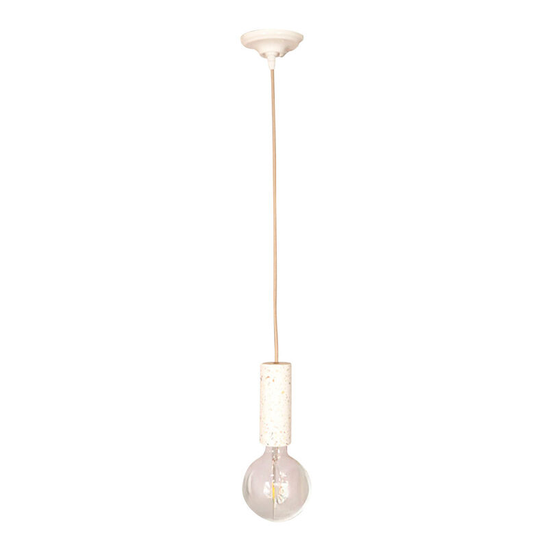 Kit Suspension – Douille E27 Terrazzo + Câble Tissu Lin + Pavillon Céramique Blanc Ø105 mm – Design Naturel & Tendance - Idéal Rénovation & Déco Kit Suspension – Douille E27 Terrazzo + Câble Tissu Lin + Pavillon Céramique Blanc Ø105 mm – Design Naturel & Tendance - Idéal Rénovation & Déco
