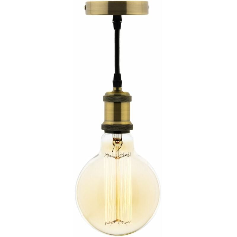 Kit suspension vintage avec câble textile et ampoule filament carbone Petit globe - Zenitech