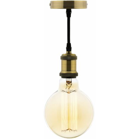 Kit suspension vintage avec câble textile et ampoule filament carbone Petit globe - Zenitech