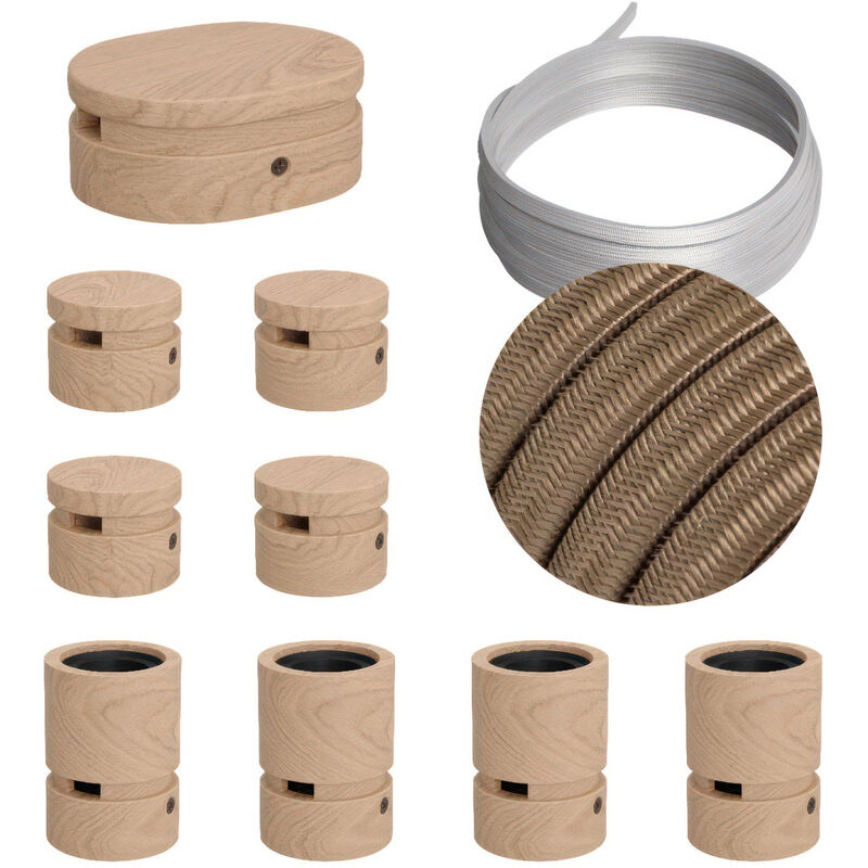 

Creative Cables - Kit Symmetric Filé System - con 5m cable textil guirnalda y 9 accesorios de madera | CM27 - CM27