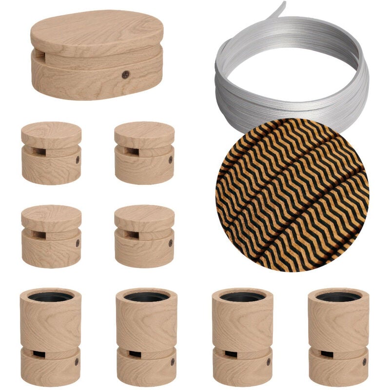 

Creative Cables - Kit Symmetric Filé System - con 5m cable textil guirnalda y 9 accesorios de madera | CZ22 - CZ22
