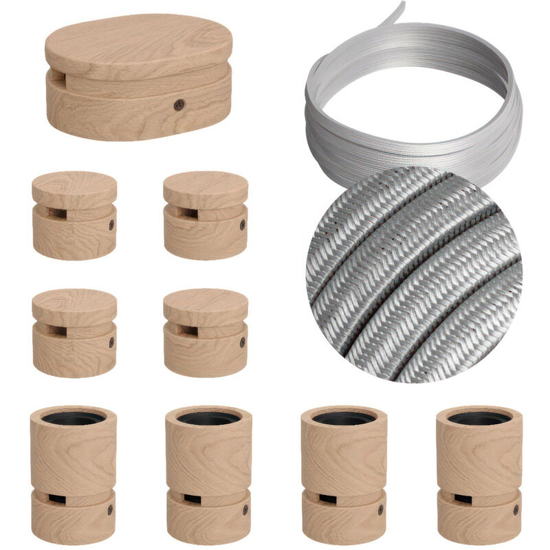 

Creative Cables - Kit Symmetric Filé System - con 5m cable textil guirnalda y 9 accesorios de madera | CM02 - CM02