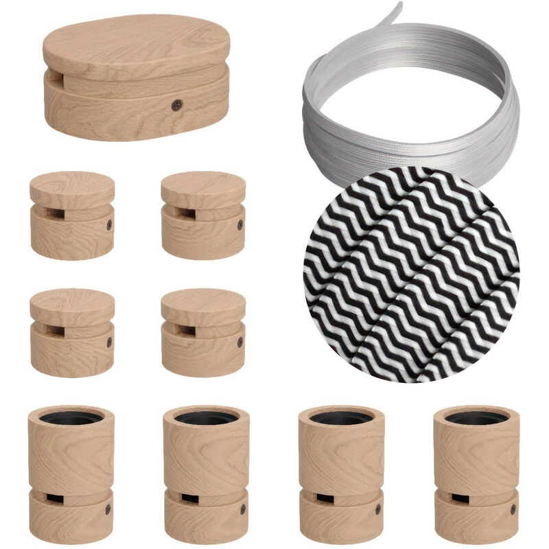 

Creative Cables - Kit Symmetric Filé System - con 5m cable textil guirnalda y 9 accesorios de madera | CZ04 - CZ04