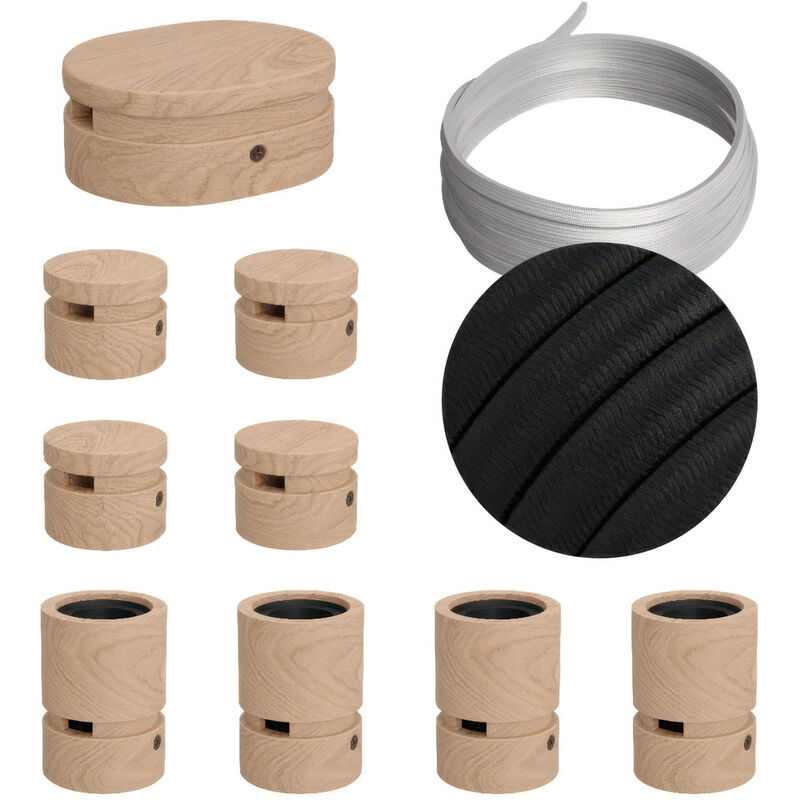 

Creative Cables - Kit Symmetric Filé System - con 5m cable textil guirnalda y 9 accesorios de madera | CM04 - CM04