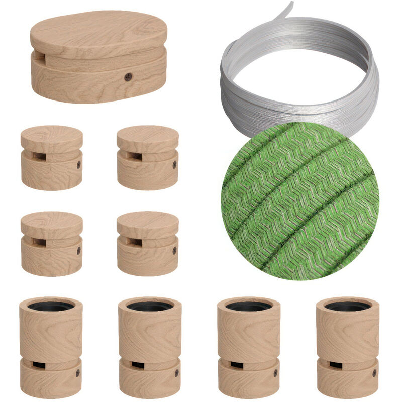 

Creative Cables - Kit Symmetric Filé System - con 5m cable textil guirnalda y 9 accesorios de madera | CX08 - CX08