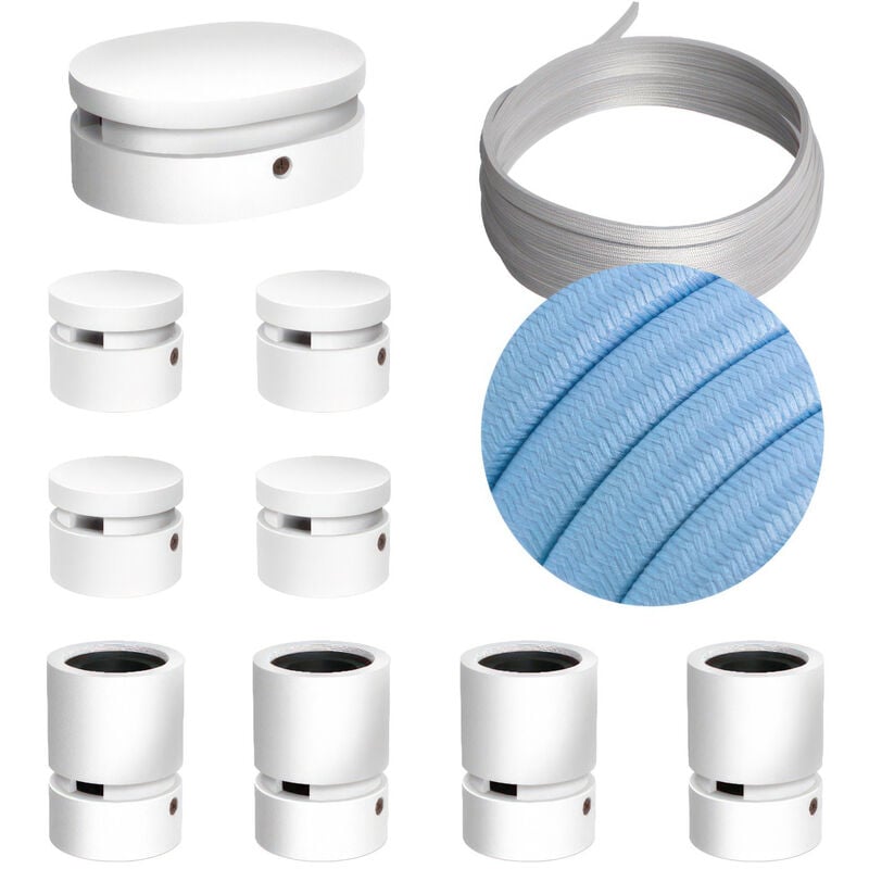 

Kit Symmetric Filé System - con 5m cable textil guirnalda y 9 accesorios de madera pintados de blanco | CM17 - CM17