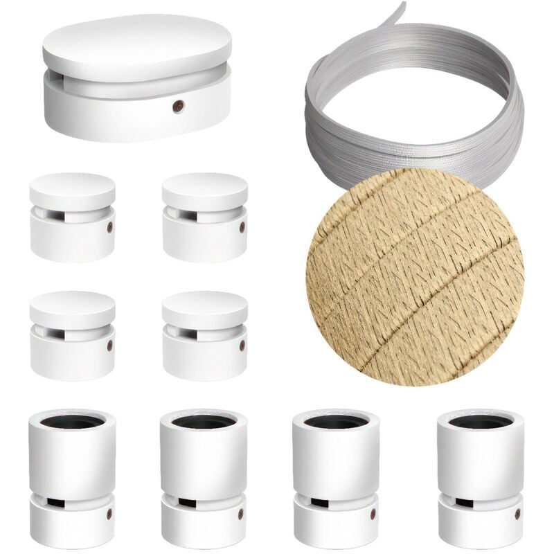 

Kit Symmetric Filé System - con 5m cable textil guirnalda y 9 accesorios de madera pintados de blanco | CN06 - CN06
