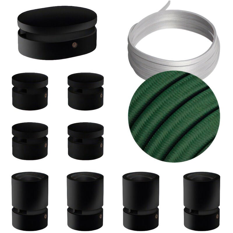 

Kit Symmetric Filé System - con 5m cable textil guirnalda y 9 accesorios de madera pintados de negro | CM21 - CM21