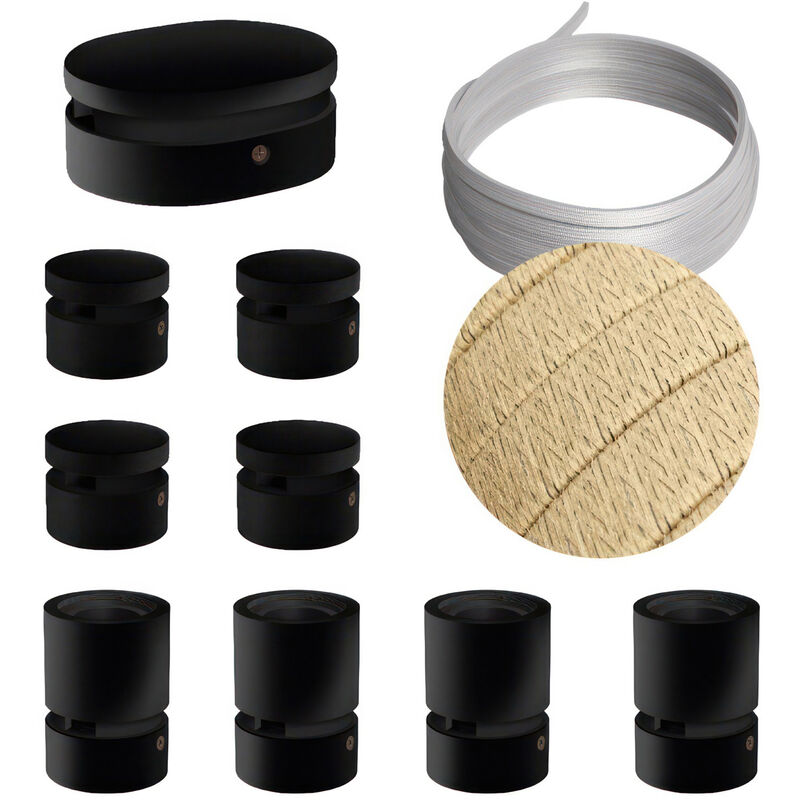 

Creative Cables - Kit Symmetric Filé System - con 5m cable textil guirnalda y 9 accesorios de madera pintados de negro | CN06 - CN06