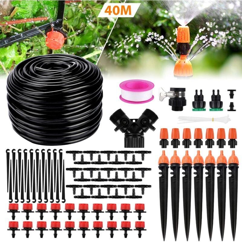 Kit Système D'irrigation diy jardinage 40M Goutte à Goutte Jardin Système d'Arrosage Pour Jardin, Pelouse, Paysage, Potager