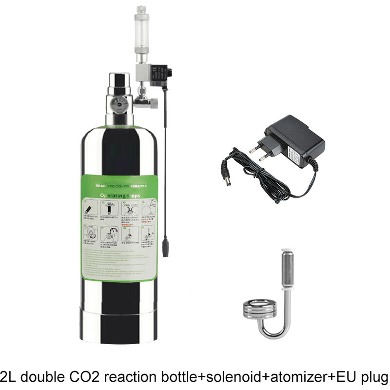 Kit Systeme Generateur De Co2 Pour Aquarium, Avec Electrovanne, Diffuseur De Bulles, Double 2L