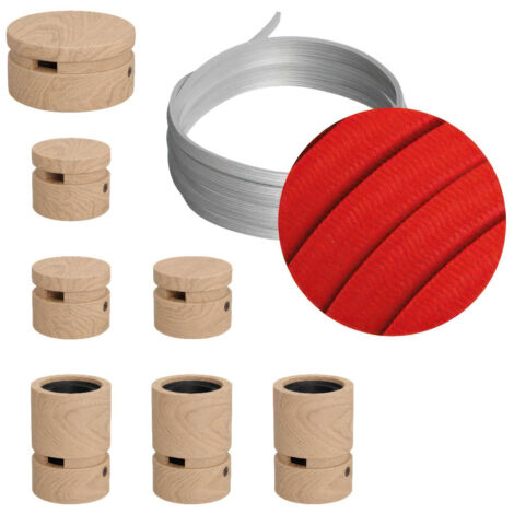 Kit système linéaire Filé - avec 5 m de câble caténaire et 7 éléments en bois pour l'intérieur