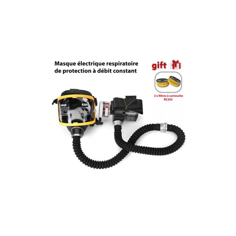 ME - Kit Systè Masque Respiratoire à gaz Débit constant Electrique + 2x Filtres Chimiques de respirateur de cartouche de gaz RC203