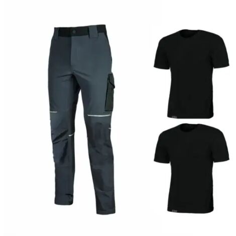 KIT T-SHIRT + PANTALONE 'WORK WEAR' tg. M (maglia black carbon / pantalone asphalt grey)