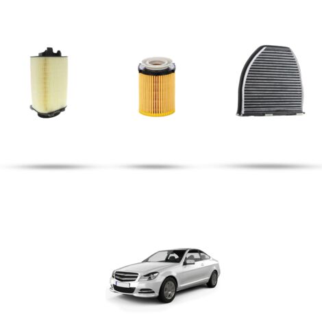 Kit tagliando 3 filtri compatibile con Mercedes Classe C (W204,C204,S204) C180 1.6 BlueEfficiency 115kw Dal 2012 al 2014
