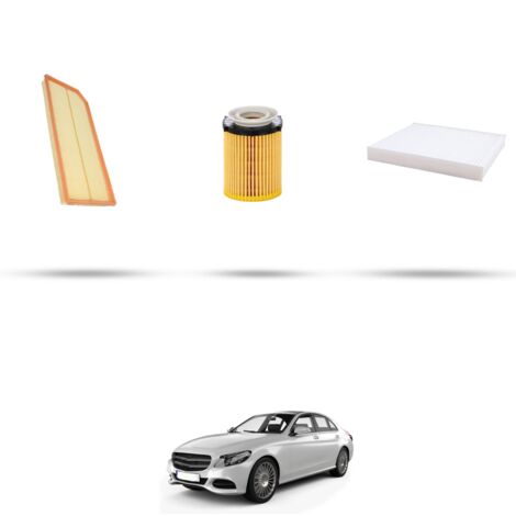 Kit tagliando 3 filtri compatibile con Mercedes Classe C (W205,S205,C205) 300 190kw Dal 2018