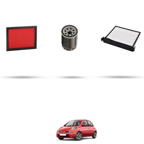 Kit tagliando 3 filtri compatibile con Nissan Micra III (k12) 1.6i 16v 81kw Dal 2005