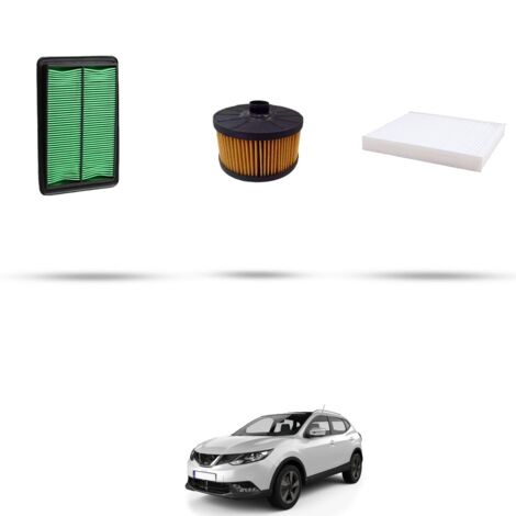 Kit tagliando 3 filtri compatibile con Nissan Qashqai II (J11E) 1.3 DIG-T 103kw Dal 2018