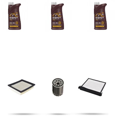 Kit tagliando 3 FILTRI e 3L OLIO compatibile con Nissan Micra III (k12) 1.2 12v 59kw Dal 2003 al 2010