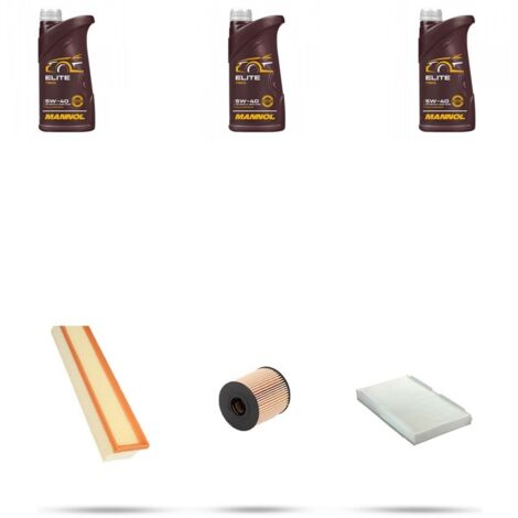 Kit tagliando 3 FILTRI e 3L OLIO compatibile con Peugeot 1007 1.4 54kw Dal 2005