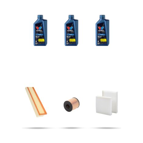 Kit tagliando 3 FILTRI e 3L OLIO compatibile con Peugeot 207 1.4 16v 65kw dal 2006