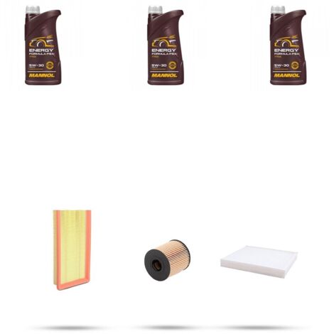 Kit tagliando 3 FILTRI e 3L OLIO compatibile con Peugeot Bipper 1.4 54kw Dal 2008