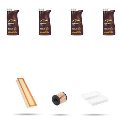 Kit tagliando 3 FILTRI e 4L OLIO compatibile con Citroen C-Elysee 1.6 vti 85kw dal 2012