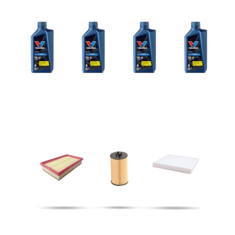 Kit tagliando 3 FILTRI e 4L OLIO compatibile con Opel Corsa E (X15) 1.4 Turbo 110kw Dal 2015