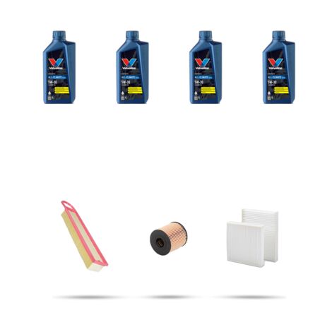 Kit tagliando 3 FILTRI e 4L OLIO compatibile con Peugeot 2008 1.6 VTi 88kw Dal 2013