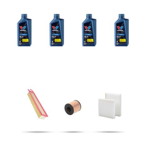Kit tagliando 3 FILTRI e 4L OLIO compatibile con Peugeot 207 1.4 VTI 70kw dal 2007