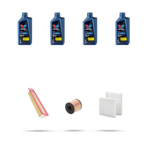 Kit tagliando 3 FILTRI e 4L OLIO compatibile con Peugeot 208 1.4 VTI 70kw Dal 2012