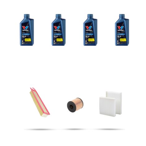 Kit tagliando 3 FILTRI e 4L OLIO compatibile con Peugeot 208 1.6 VTi 88kw Dal 2012