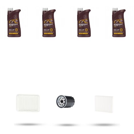 Kit tagliando 3 FILTRI e 4L OLIO compatibile con Toyota Avensis II (T25) 2.4 16v 120kw Dal 2003 al 2008