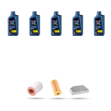 Kit tagliando 3 FILTRI e 5L OLIO compatibile con Audi A7 (4GA,4GF) 1.8 tfsi 140kw dal 2015