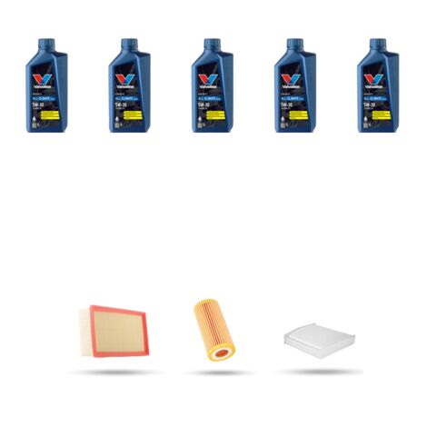 Kit tagliando 3 FILTRI e 5L OLIO compatibile con Audi Q5 (8RB) 2.0 tfsi 132kw dal 2009