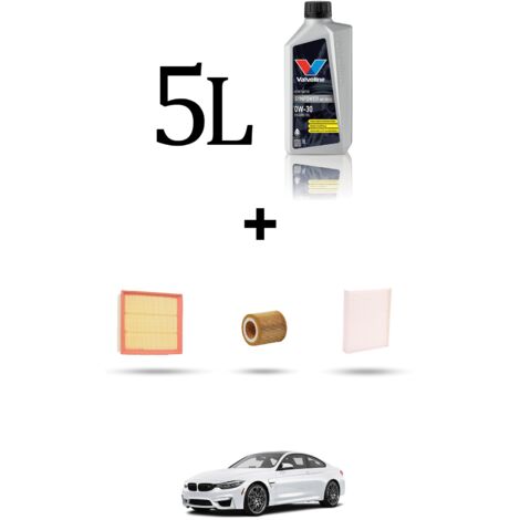 Kit tagliando 3 FILTRI e 5L OLIO compatibile con Bmw serie 4 (F32, F33, F36, F82) 428i 180kw dal 2013