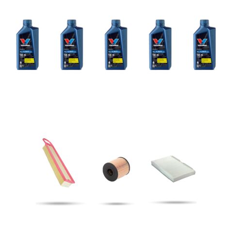 Kit tagliando 3 FILTRI e 5L OLIO compatibile con Citroen C3 Picasso 1.4 70kw dal 2009