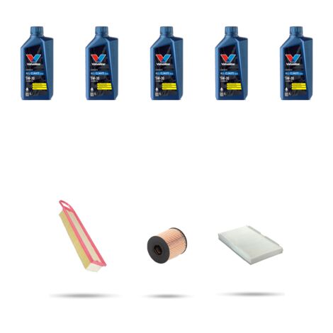Kit tagliando 3 FILTRI e 5L OLIO compatibile con Citroen C3 Picasso 1.6 VTI 88kw dal 2009