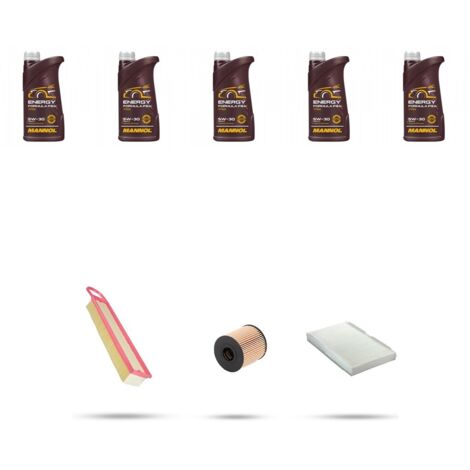 Kit tagliando 3 FILTRI e 5L OLIO compatibile con Citroen C4 II 1.6 Vti 88kw dal 2010