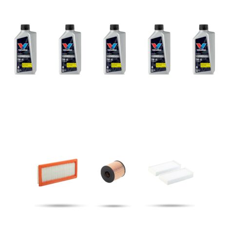 Kit tagliando 3 FILTRI e 5L OLIO compatibile con Citroen Ds5 1.6 THP 121kw dal 2012
