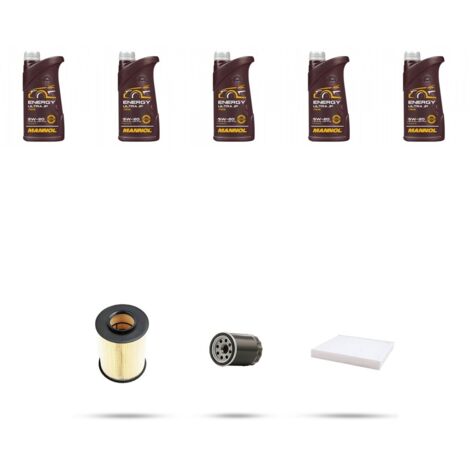 Kit tagliando 3 FILTRI e 5L OLIO compatibile con Ford C-Max 1.8 16v 92kw dal 2007 al 2010