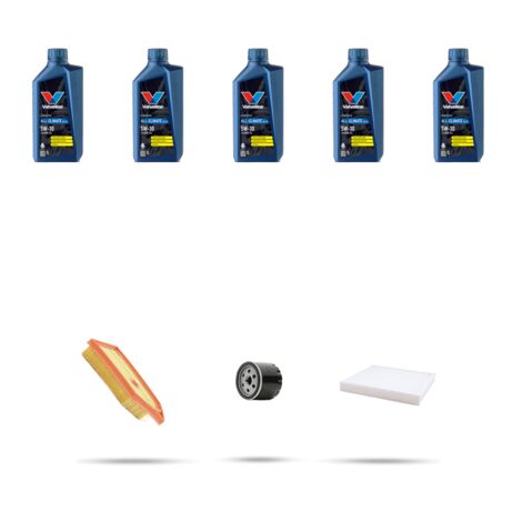 Kit tagliando 3 FILTRI e 5L OLIO compatibile con Ford Fiesta VII 1.0 ecoBoost mHEV 92kw dal 2020