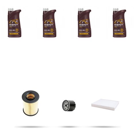 Kit tagliando 3 FILTRI e 5L OLIO compatibile con Ford Puma II 1.0 Flexifuel 92kw dal 2021