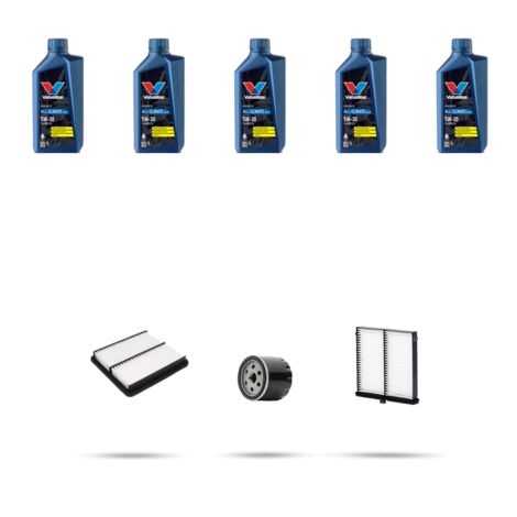 Kit tagliando 3 FILTRI e 5L OLIO compatibile con Mazda 2 (DL) Skyactiv-G Hybrid 55kw Dal 2019
