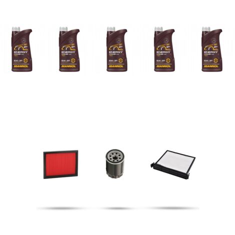 Kit tagliando 3 FILTRI e 5L OLIO compatibile con Nissan Micra III (k12) 1.6i 16v 81kw Dal 2005